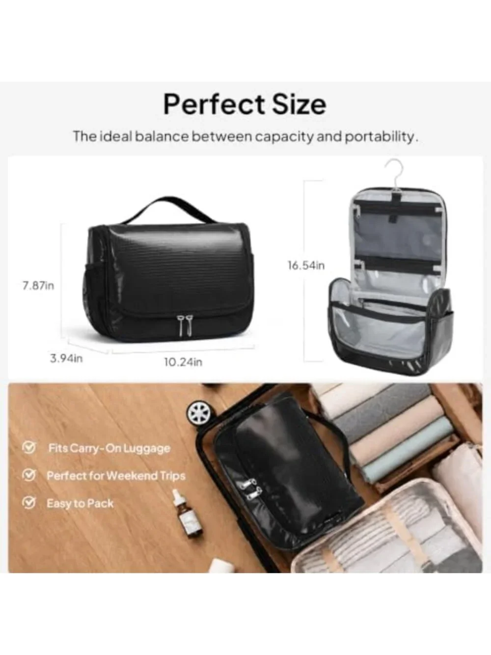 Waterproof Hanging Toiletry Bag for Travel | Makeup Organizer for Men & Women